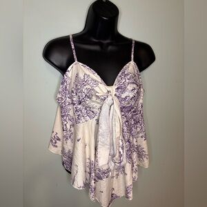 SHEIN Purple and Cream Floral Blouse